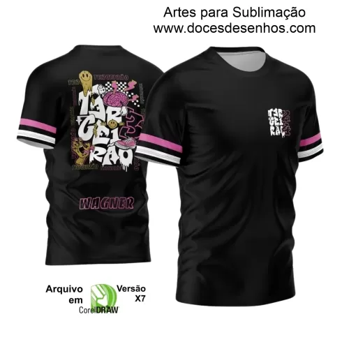 Estampa Camisa Preta e Rosa Personalizada - Tênis Grafite Rosa - Formandos Terceirão 2024 - 2025