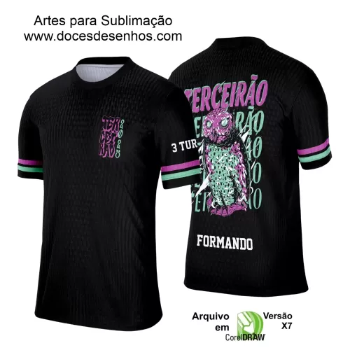 Estampa Camiseta Escolar Preta – Formandos – Concluintes 2025 – Terceirão 2025 - Coruja