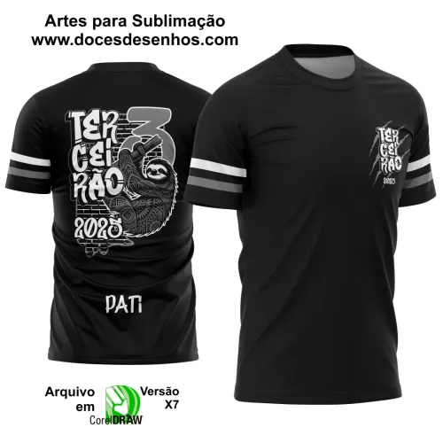 Estampa Para Camiseta Escolar 2025 – Arte Vetor - Uniforme Concluintes 2025 – Terceirão: Estilo Bicho Preguiça