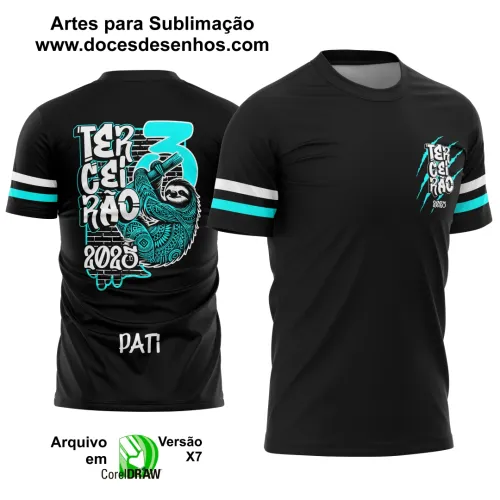 Estampa Para Camiseta Escolar 2025 – Arte Vetor - Uniforme Concluintes 2025 – Terceirão: Estilo Bicho Preguiça