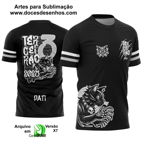 Estampa Para Camiseta Escolar  2025 – Arte Vetor - Uniforme Concluintes 2025 – Terceirão: Estilo Gatinho