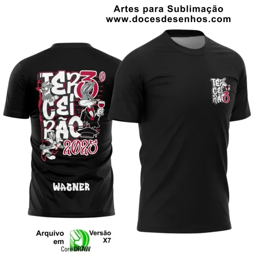 Estampa Para Camiseta Escolar 2025 – Arte Vetor - Uniforme Concluintes 2025 – Terceirão: Estilo Pernalonga