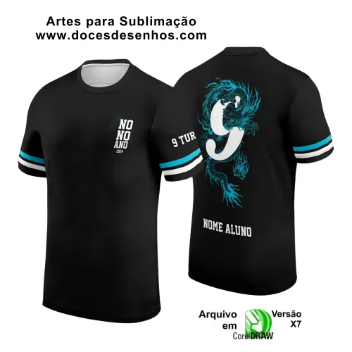 Estampa Para Camiseta Escolar – Arte Vetor - Uniforme Concluintes 2025 – 9 º Ano : Estilo Dragão