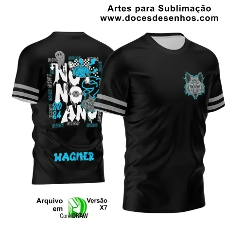 Estampa Para Camiseta Escolar – Arte Vetor - Uniforme Concluintes 2025 – 9 º Ano : Estilo Lobo