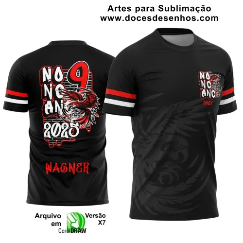 Estampa Para Camiseta Escolar – Arte Vetor - Uniforme Concluintes 2025 – Nono Ano: Estilo Arara Vermelha 9º Ano 2025