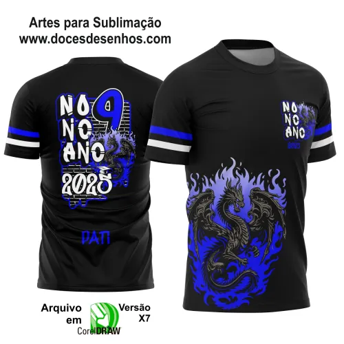 Estampa Para Camiseta Escolar – Arte Vetor - Uniforme Concluintes 2025 – Nono Ano: Estilo Dragão 9º Ano 2025