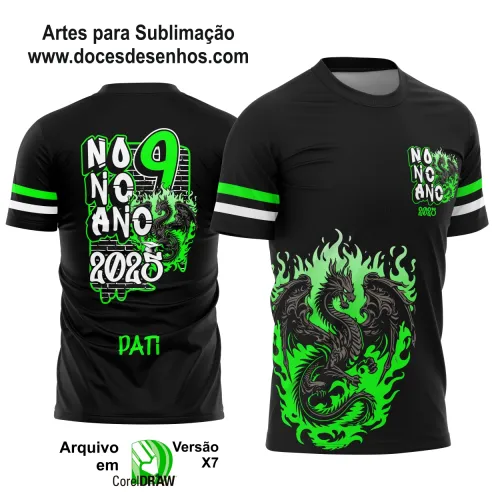 Estampa Para Camiseta Escolar – Arte Vetor - Uniforme Concluintes 2025 – Nono Ano: Estilo Dragão 9º Ano 2025