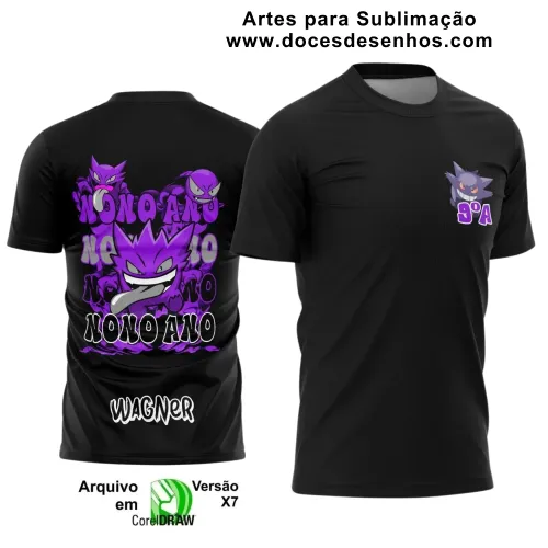 Estampa Para Camiseta Escolar – Arte Vetor - Uniforme Concluintes 2025 – Nono Ano: Estilo Gengar 9º Ano 2025