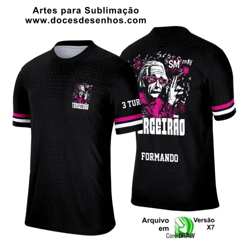 Estampa Para Camiseta Escolar – Arte Vetor - Uniforme Concluintes 2025 – Terceirão: Estilo Albert Einstein