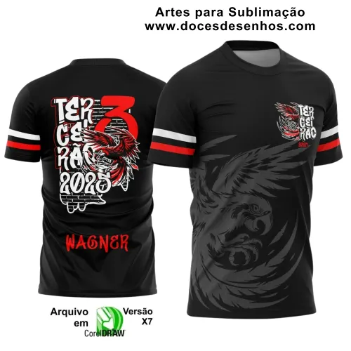 Estampa Para Camiseta Escolar – Arte Vetor - Uniforme Concluintes 2025 – Terceirão: Estilo Arara Vermelha