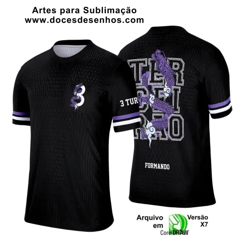 Estampa Para Camiseta Escolar – Arte Vetor - Uniforme Concluintes 2025 – Terceirão: Estilo Dragão