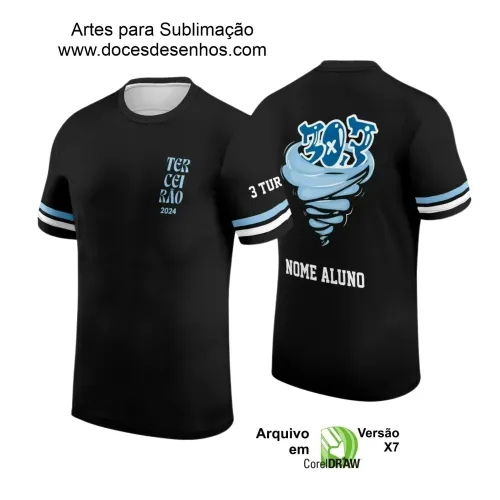 Estampa Para Camiseta Escolar – Arte Vetor - Uniforme Concluintes 2025 – Terceirão: Estilo Furacão