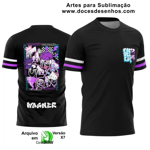 Estampa Para Camiseta Escolar – Arte Vetor - Uniforme Concluintes 2025 – Terceirão: Estilo Gengar e Hello Kitty Terceirão Ano 2025