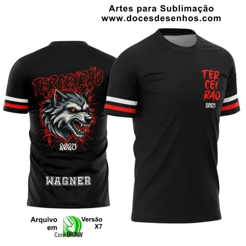 Estampa Para Camiseta Escolar – Arte Vetor - Uniforme Concluintes 2025 – Terceirão: Estilo Lobo