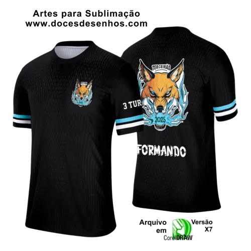 Estampa Para Camiseta Escolar – Arte Vetor - Uniforme Concluintes 2025 – Terceirão: Estilo Lobo