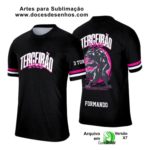 Estampa Para Camiseta Escolar – Arte Vetor - Uniforme Concluintes 2025 – Terceirão: Estilo Lobo