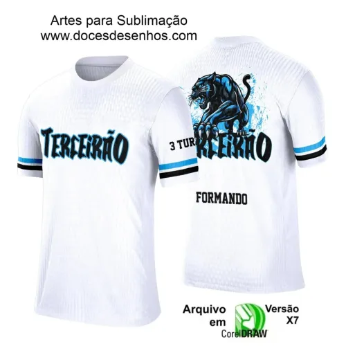 Estampa Para Camiseta Escolar – Arte Vetor - Uniforme Concluintes 2025 – Terceirão: Estilo Pantera