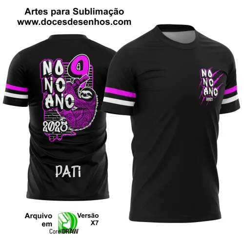 Estampa Para Camiseta Escolar Nono Ano – Arte Vetor - Uniforme Concluintes 2025 – 9º Ano 2025: Estilo Bicho Preguiça