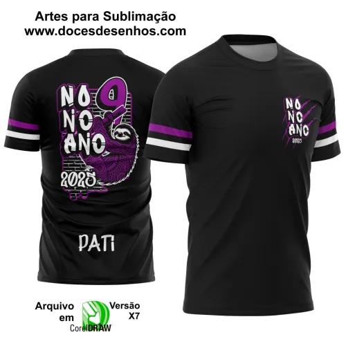 Estampa Para Camiseta Escolar Nono Ano – Arte Vetor - Uniforme Concluintes 2025 – 9º Ano 2025: Estilo Bicho Preguiça