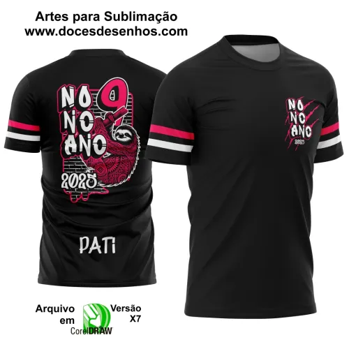 Estampa Para Camiseta Escolar Nono Ano – Arte Vetor - Uniforme Concluintes 2025 – 9º Ano 2025: Estilo Bicho Preguiça