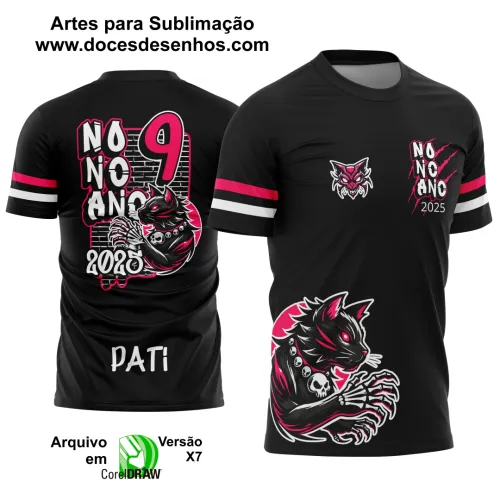 Estampa Para Camiseta Escolar Nono Ano – Arte Vetor - Uniforme Concluintes 2025 – 9º Ano 2025: Estilo Gatinho