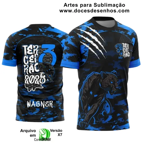 Estampa Para Camiseta Escolar Preta e Azul 2025 – Arte Vetor - Uniforme Concluintes 2025 – Terceirão: Estilo Pantera