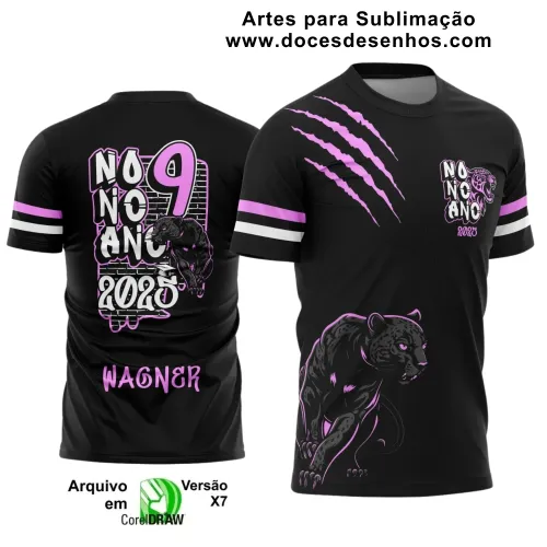 Estampa para Camiseta Escolar – Arte Vetor - Uniforme Concluintes 2025 – Formandos 9º Ano: Estilo Pantera