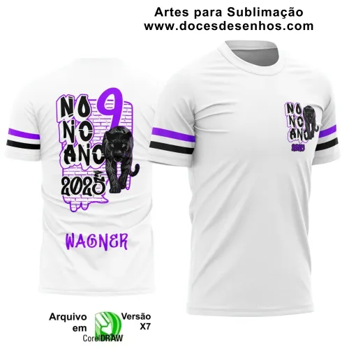 Estampa para Camiseta Escolar – Arte Vetor - Uniforme Concluintes 2025 – Formandos 9º Ano: Estilo Pantera