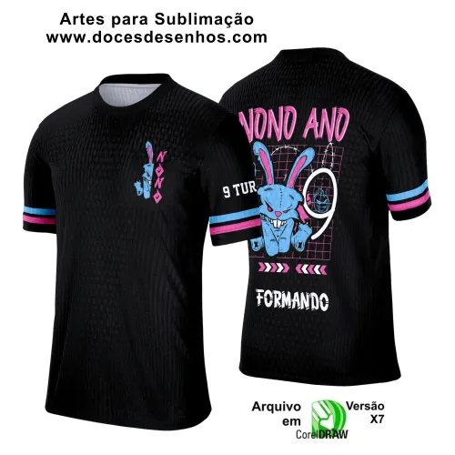 Estampa para Camiseta Escolar – Arte Vetor - Uniforme Concluintes 2025 – Nono Ano: Estilo Coelho