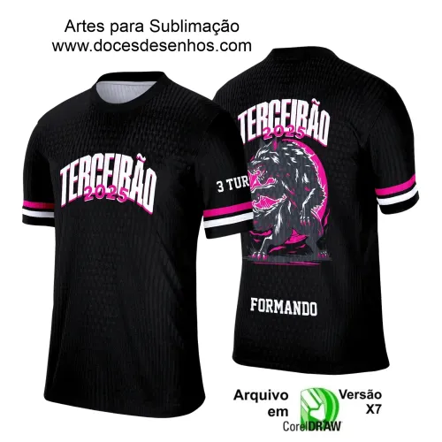 Estampa para Camiseta Escolar – Arte Vetor - Uniforme Concluintes 2025 – Terceirão 2025 – Lobo