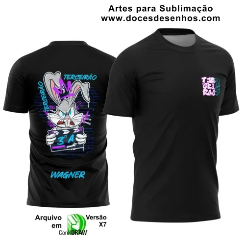 Estampa para Camiseta Escolar – Arte Vetor - Uniforme Concluintes  2025 – Terceirão: Estilo  Coelho