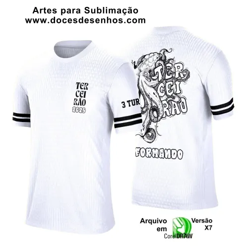 Estampa para Camiseta Escolar – Arte Vetor - Uniforme Concluintes 2025 – Terceirão: Estilo Polvo