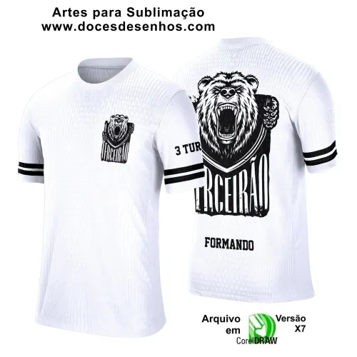 Estampa para Camiseta Escolar – Arte Vetor - Uniforme Concluintes  2025 – Terceirão : Estilo Urso