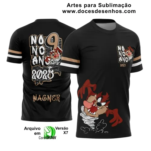 Estampa para Camiseta Escolar – Arte Vetor - Uniforme Concluintes – Nono Ano - Estilo : Taz Mania - Demônio da Tasmânia