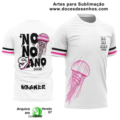 Estampa para Camiseta Escolar – Arte Vetor - Uniforme Concluintes  – Nono Ano : Estilo Água-Viva