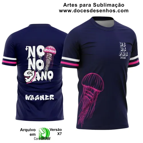 Estampa para Camiseta Escolar – Arte Vetor - Uniforme Concluintes  – Nono Ano : Estilo Água-Viva