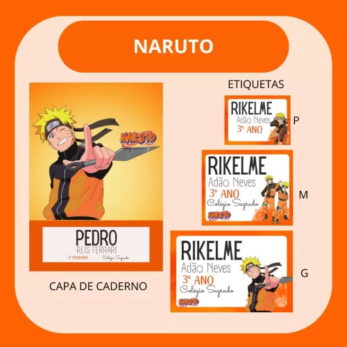 Etiquetas Escolares – Volta Às Aulas 2024 – Naruto – Hully Personalizados