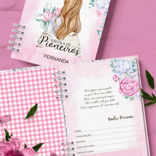 Kit Caderno Escola de Pioneiros JW Feminino Floral