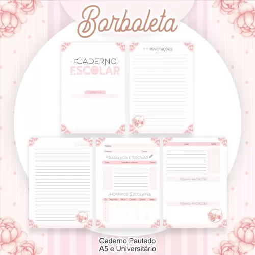 Kit Completo Borboleta – Escolar | Saúde – Encadernação – Pamella Vieira