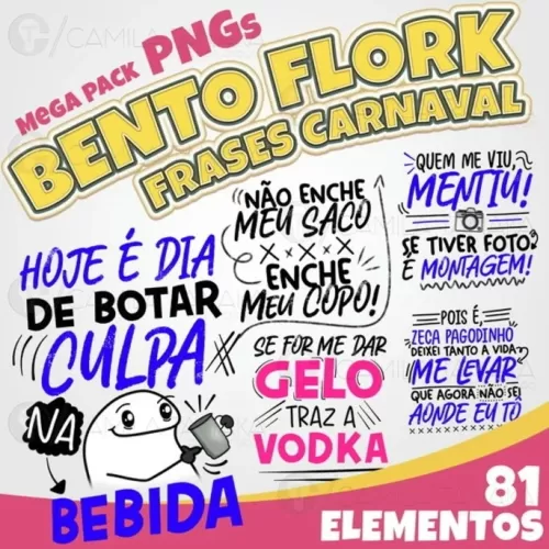Kit Digital Bento FLORK – Frases Carnaval – Camila Tanaka