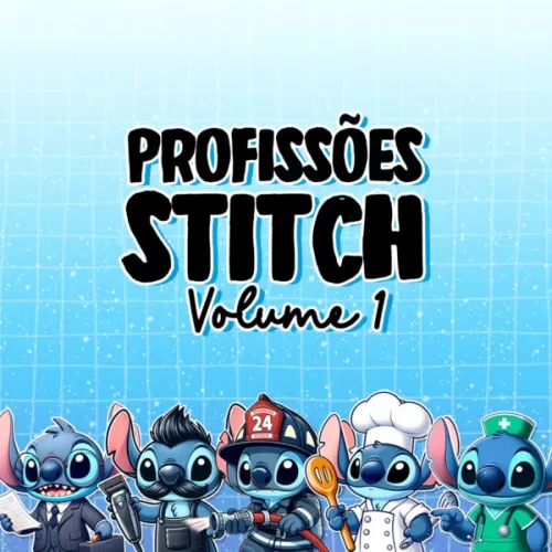 Kit Digital  Canecas – Stitch Profissões Vol. 1 Editável – Lab51