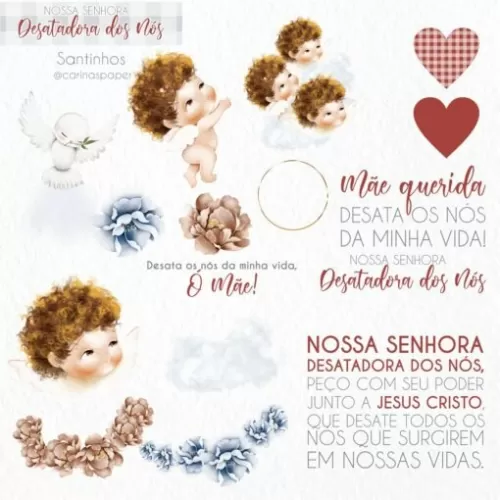 Kit Digital – Ilustrações Nossa Senhora Desatadora dos Nós (Santinhos) – Carinas Paper