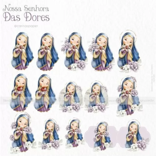Kit Digital Ilustrações Nossa Senhora das Dores (Santinhos) – Carinas Paper