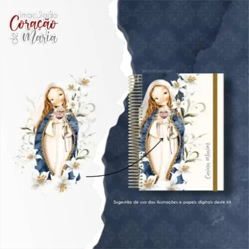 Kit Digital Imaculado Coração de Maria (Santinhos) Carinas Paper