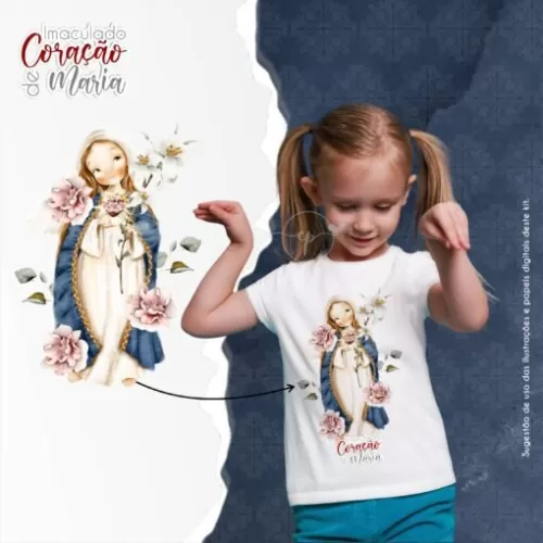 Kit Digital Imaculado Coração de Maria (Santinhos) Carinas Paper