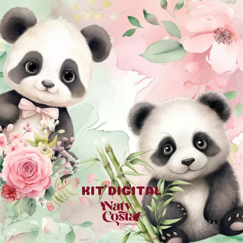 Kit Digital – Panda Fofo Aquarelado – Naty Costa