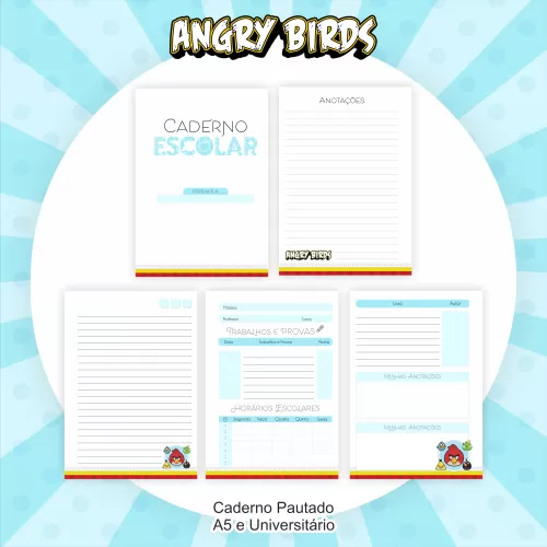 Kit Escolar | Saúde Encadernação 2024 – Angry Birds – Pamella Vieira