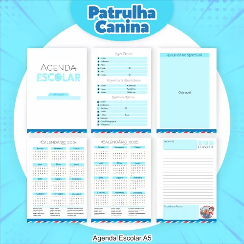 Kit Escolar | Saúde Encadernação 2024 – Patrulha Canina Menino – Pamella Vieira