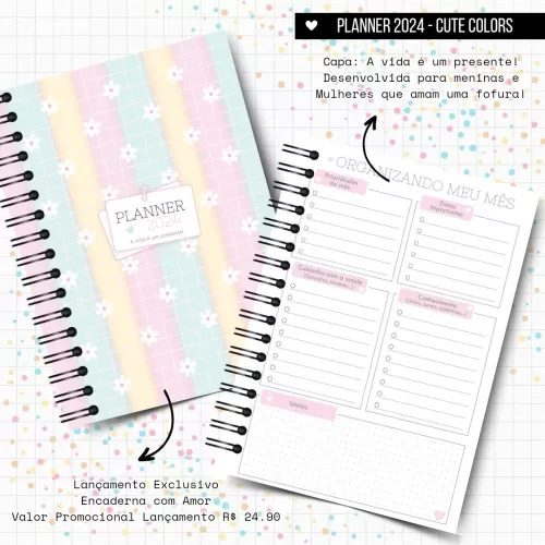 Planner 2024 | Cute Colors – Encaderna Com Amor