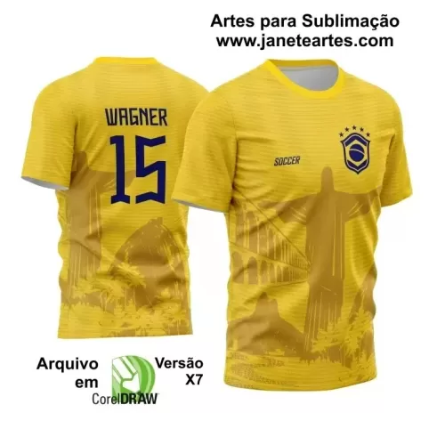 Template Camisa Amarela Interclasse 2024 - Jogos Internos 2024 - Brasil Cristo Redentor - Futebol 2024